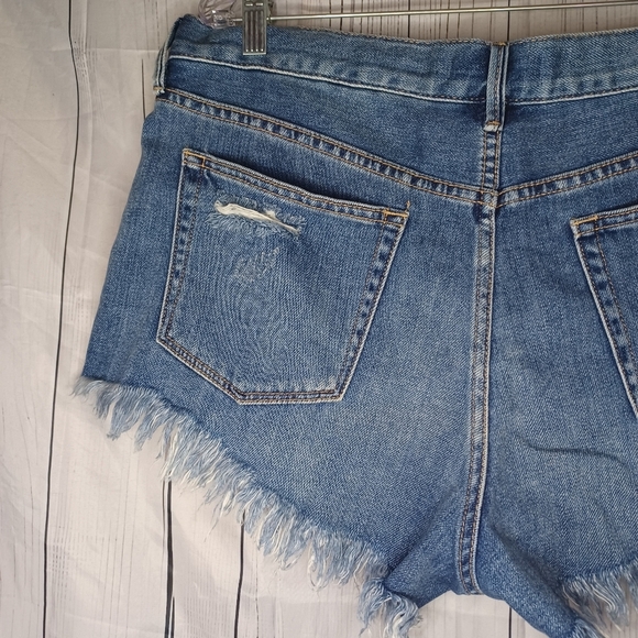 We The Free Blue Jean Shorts Distressed Frayed Hem - Picture 7 of 9